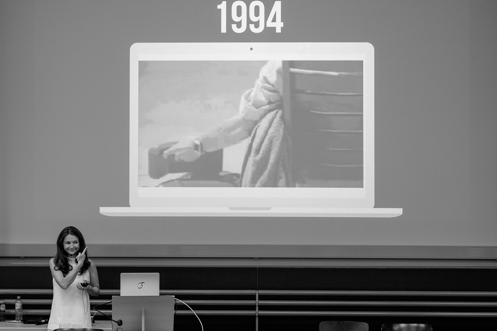 Petya during her talk about the remote agency toolbox