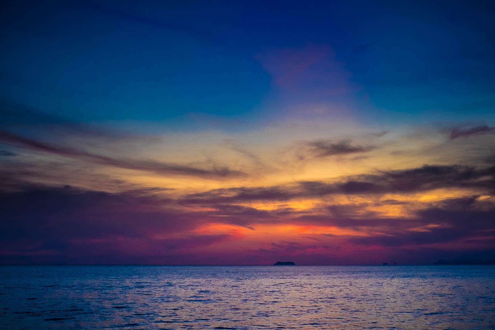 Amazing colors in the sky during sunset on Ko Lanta, Thailand
