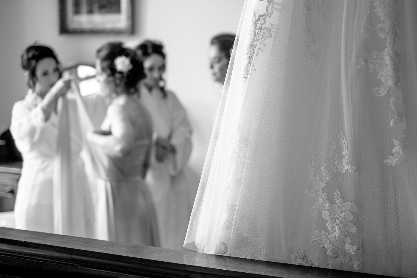 The bridesmaids getting ready